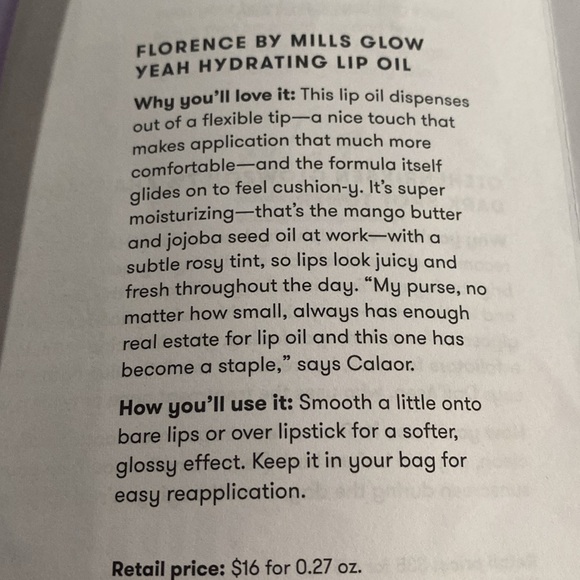 Florence “Glow Yeah” Hydrating Lip Oil by Mills NIB - Picture 3 of 10